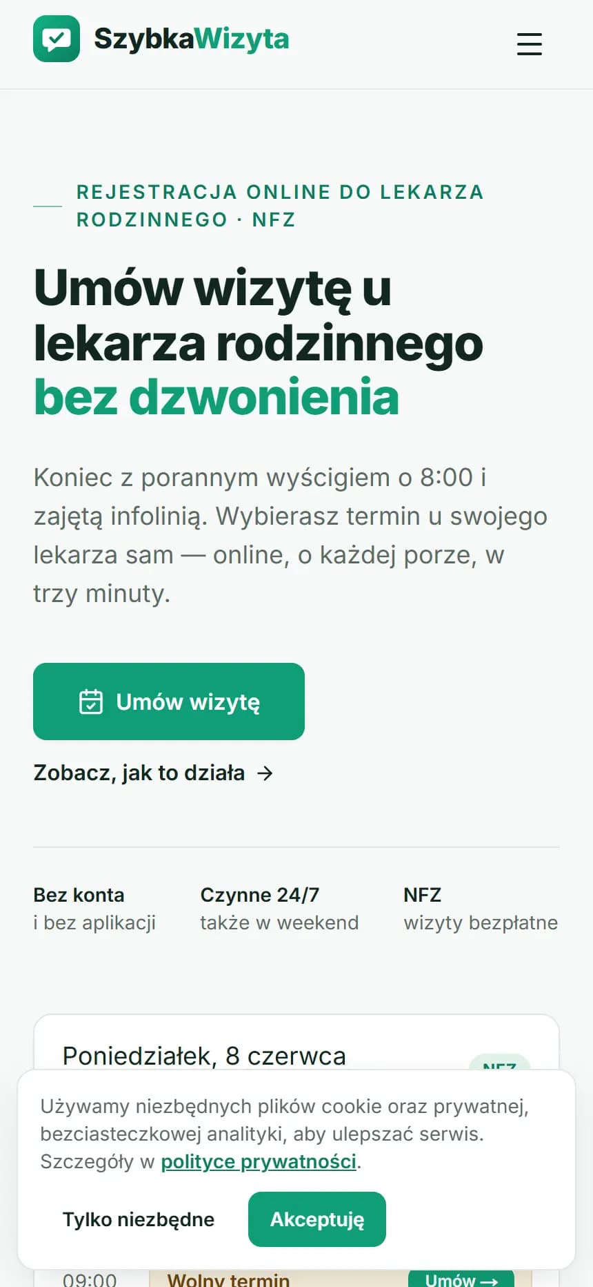 Szybka Wizyta — zrzut ekranu produktu