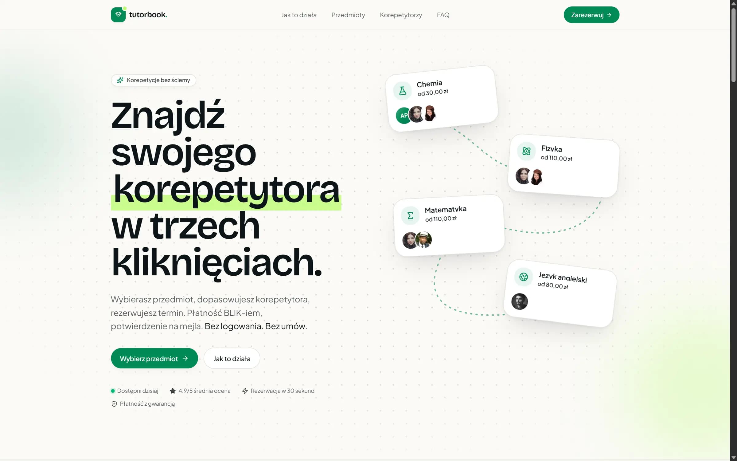 Tutorbook — zrzut ekranu produktu